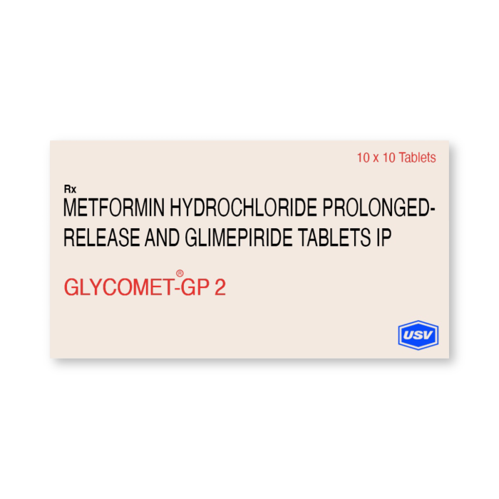 Glycomet GP (500+2) Mg with Metformin and Glimepiride                     