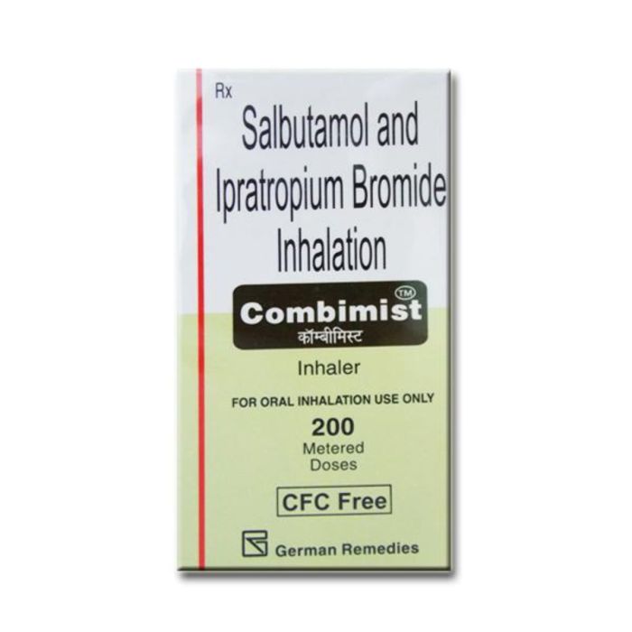 Combimist 100 Mcg + 20 Mcg Inhaler with Salbutamol + Ipratropium