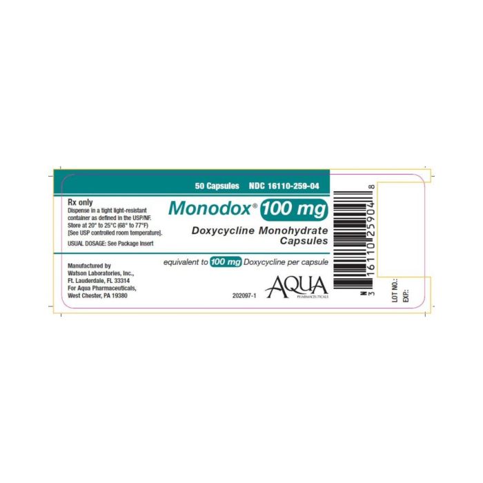 Monodox 100 Mg Tablet with Doxycycline