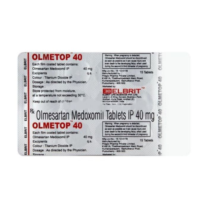 Olmetop 40 Tablet with Olmesartan Medoximil