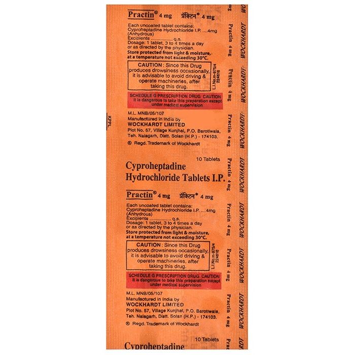 Practin 4 Mg Tablet with Cyproheptadine