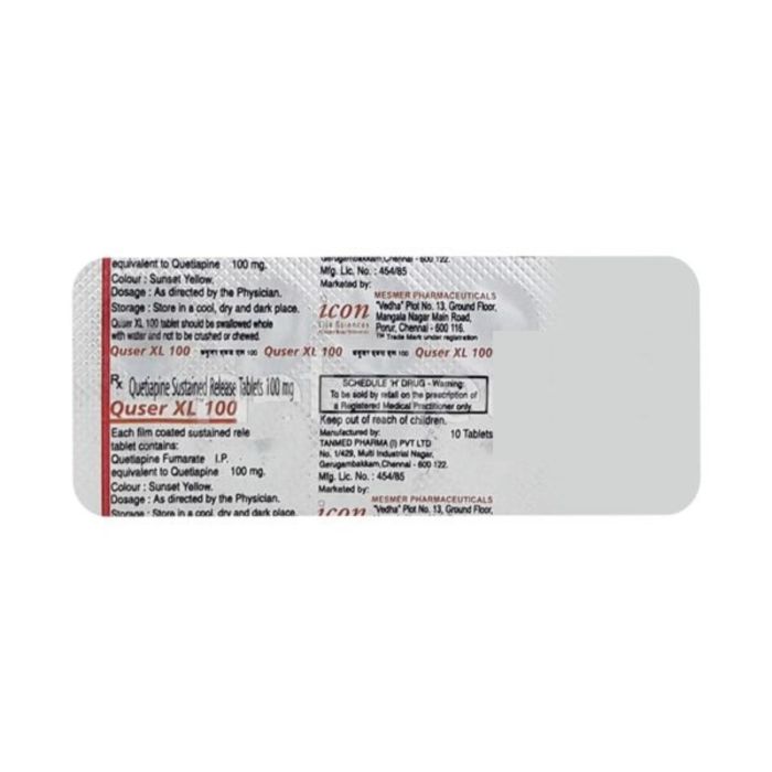 Quser 100 Mg Tablet XL with Quetiapine