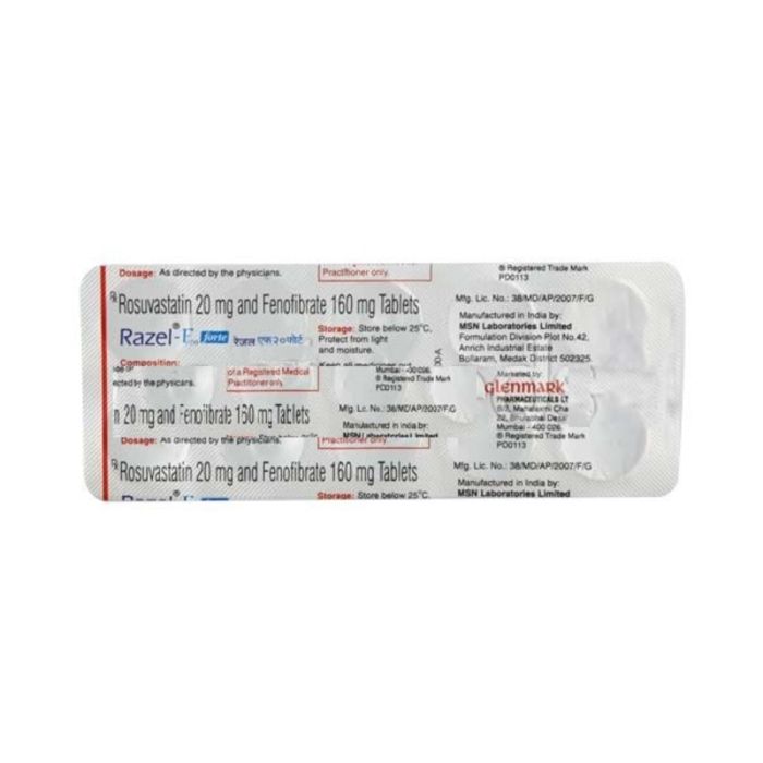 Razel-F 20 Forte Tablet with Fenofibrate and Rosuvastatin
