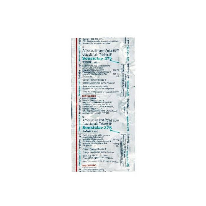 Sensiclav 375 Tablet with Amoxycillin + Clavulanic Acid  