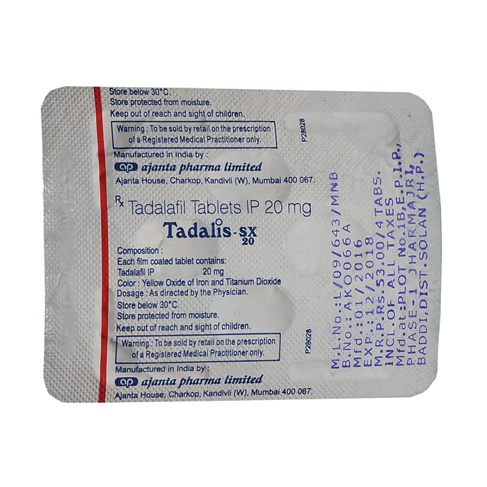 Tadalis-sx 20mg tablet with Tadalafil                 